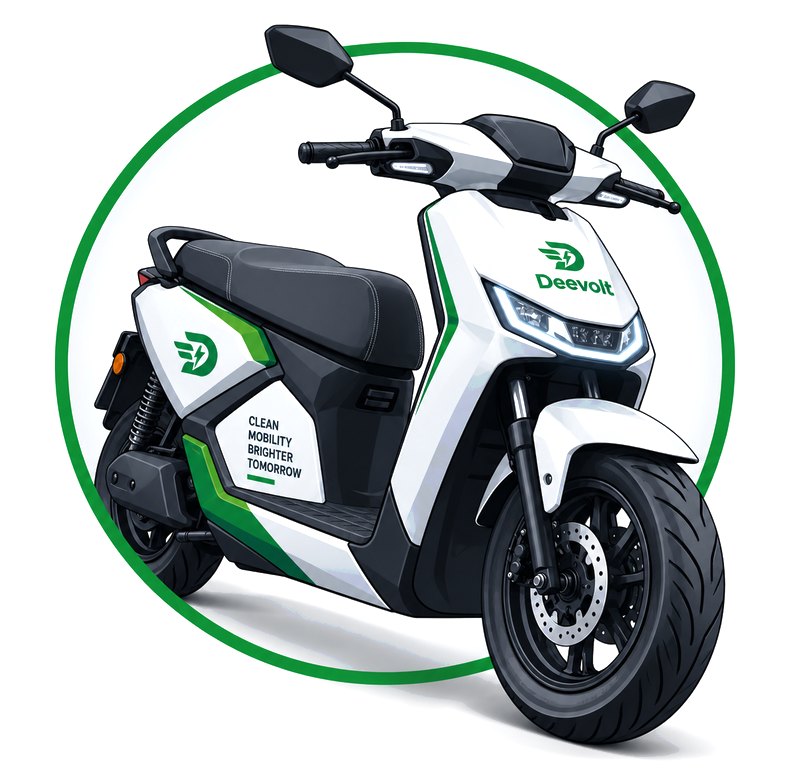Deevolt Pro 1 electric scooter in white with green accents