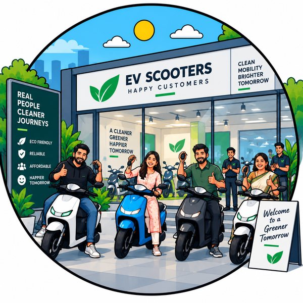 Happy customers with their new Deevolt scooters
